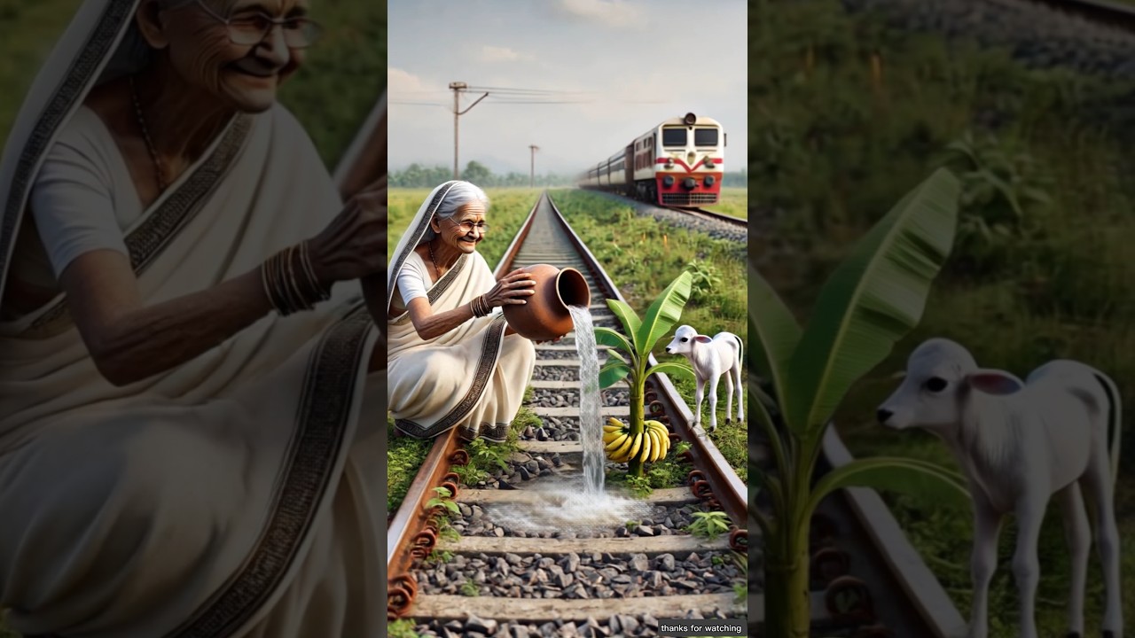 Grandmother saved the banana tree burning from the fire 😭 