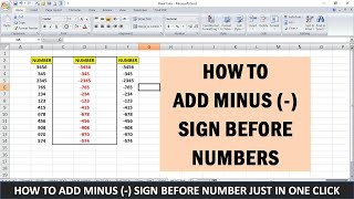 How to Add Minus Sign Before Number in Excel I Learn Excel