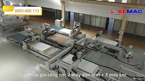 Máy cnc router kết hợp máy dán tem tự động