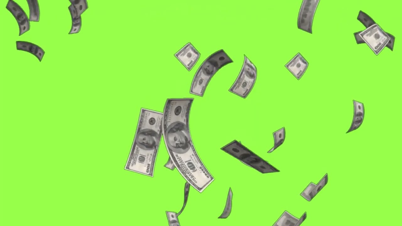 [Dollars Money] Falling Background 3D Animation Green Screen New Video I Chroma Key I