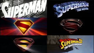 Superman movies title cards from trailers (1948-2025)