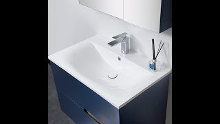 24" and 36" Floating Single Sink Bathroom Vanity - Navy Blue color