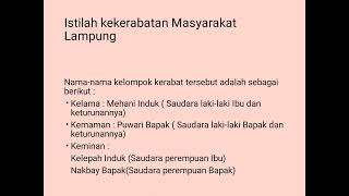 Istilah Kekerabatan Bahasa Lampung Kelas IX