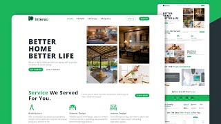 How to create interior & exterior home design agency landing page || HTML, CSS & Vanila Js.