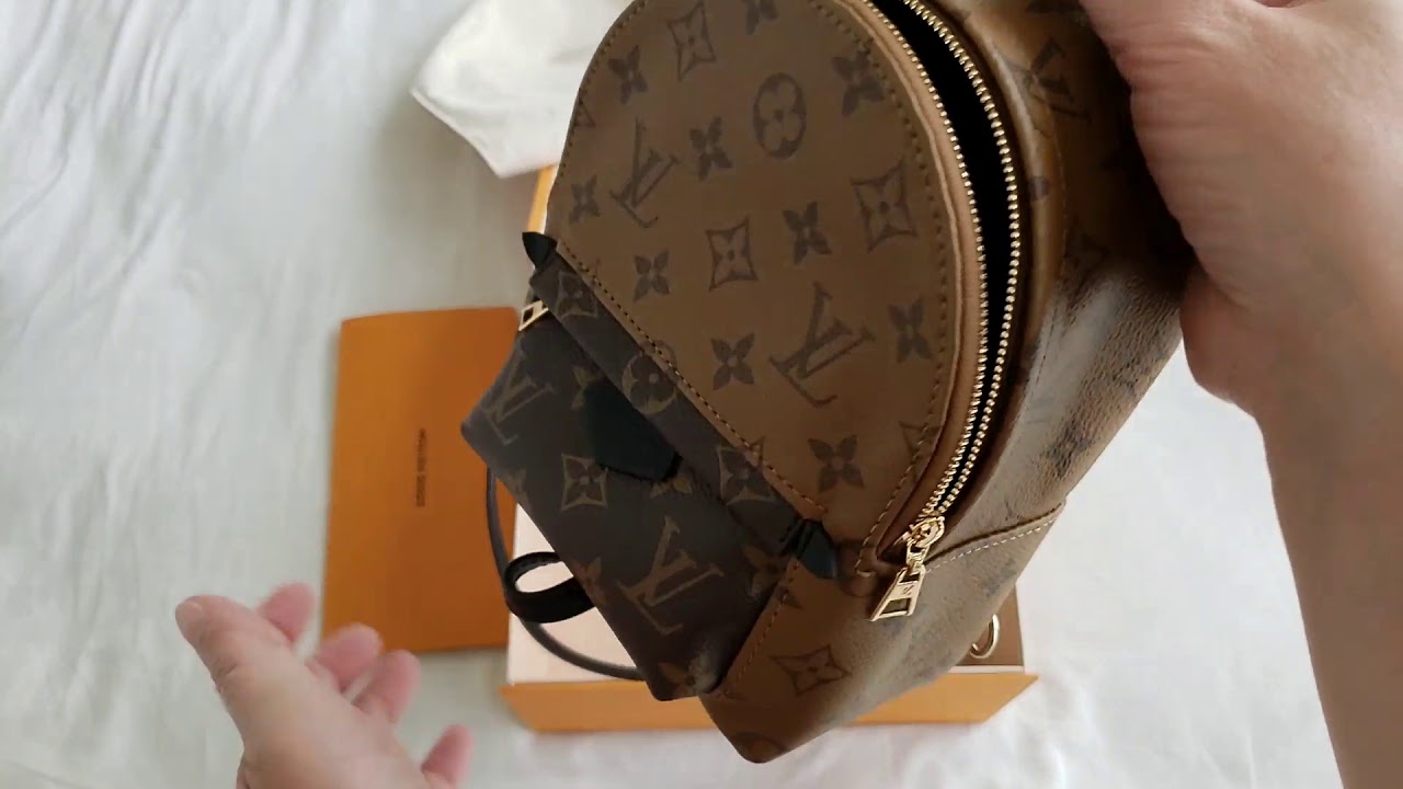 Louis Vuitton Reverse Palm Springs Backpack Mini Brown Canvas SEE VIDEO