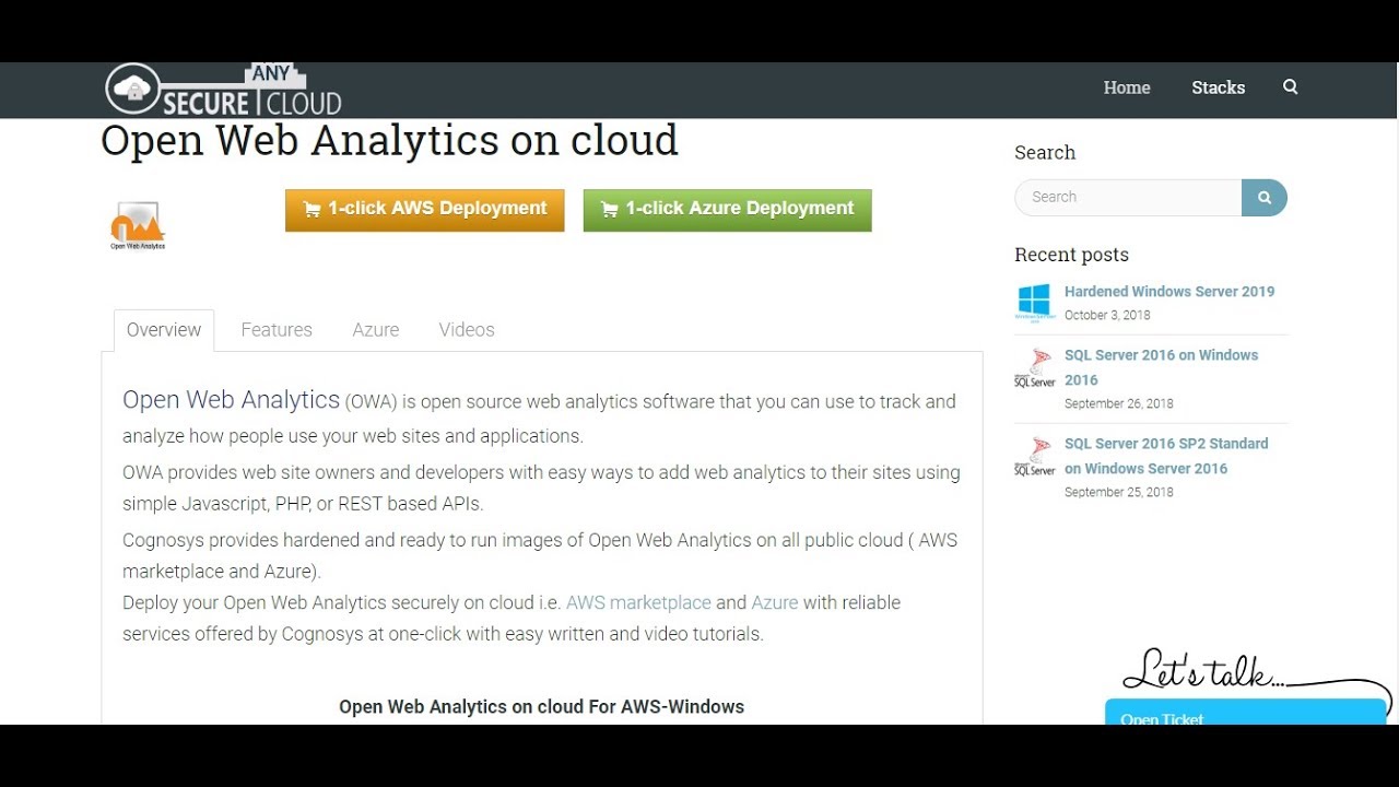 Secured Open Web Analytics on Windows 2012 R2- Deploy on Azure , AWS ...