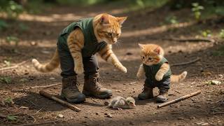 Mama Cat Takes Her Kitten Hiking And Saves A Lost Little Bird