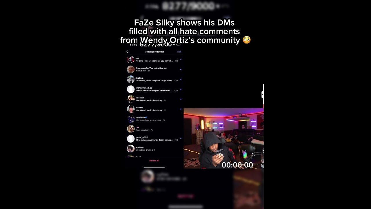 FaZe Silky shows his DMs filled with all hate comments from Wendy Ortiz’s community 😳