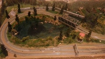 N scale Layout on 2 Banquet Tables