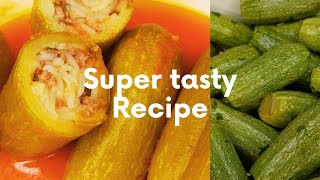 stuffed zucchini recipe super tasty محشي كوسا بالبندورة ألذ محشي هتجربوه #cookingsketchbook#طبخ#food