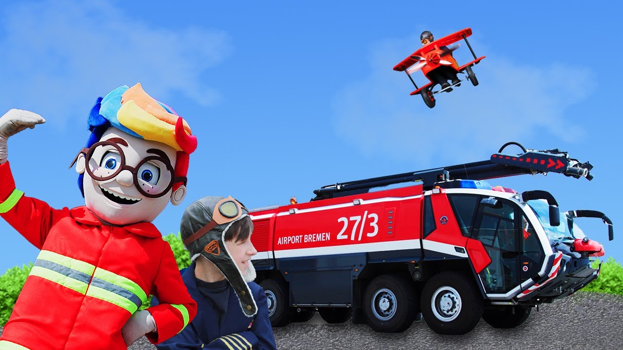 ⁣✈🚒 Les enfants découvrent un camion de pompiers et un avion🚦 Jouets pour enfants