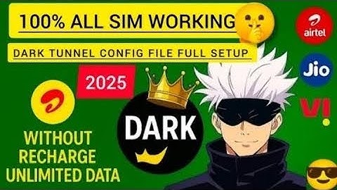 All Sim Working 100% 😱 || Dark Tunnel Config File || Without Recharge Unlimited Data || Full Working