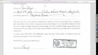 In this video we display what a completed california notary
acknowledgment attachment looks like. for more videos such as one or
if you have any questio...