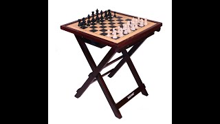 KD Sports Chess Table Chess Set Folding Game Board Wooden Handmade Full Size Table 29 Inch