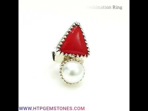 Ring with Red Coral and freshwater Pearl - - Tales of the Sea - Catalog -  Gabriella Nanni since 1979 - Florence