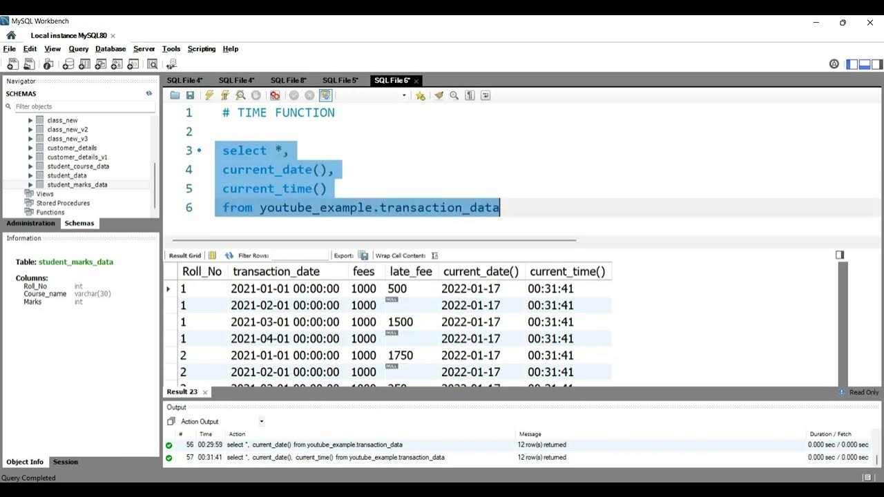 SQL TIME FUNCTION | How to get current time as a new column in SQL ...