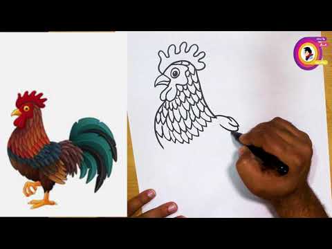 اسكتش سريع رسم الديك سلسلة حيوانات المزرعة تعلم الرسم للمبتدئين