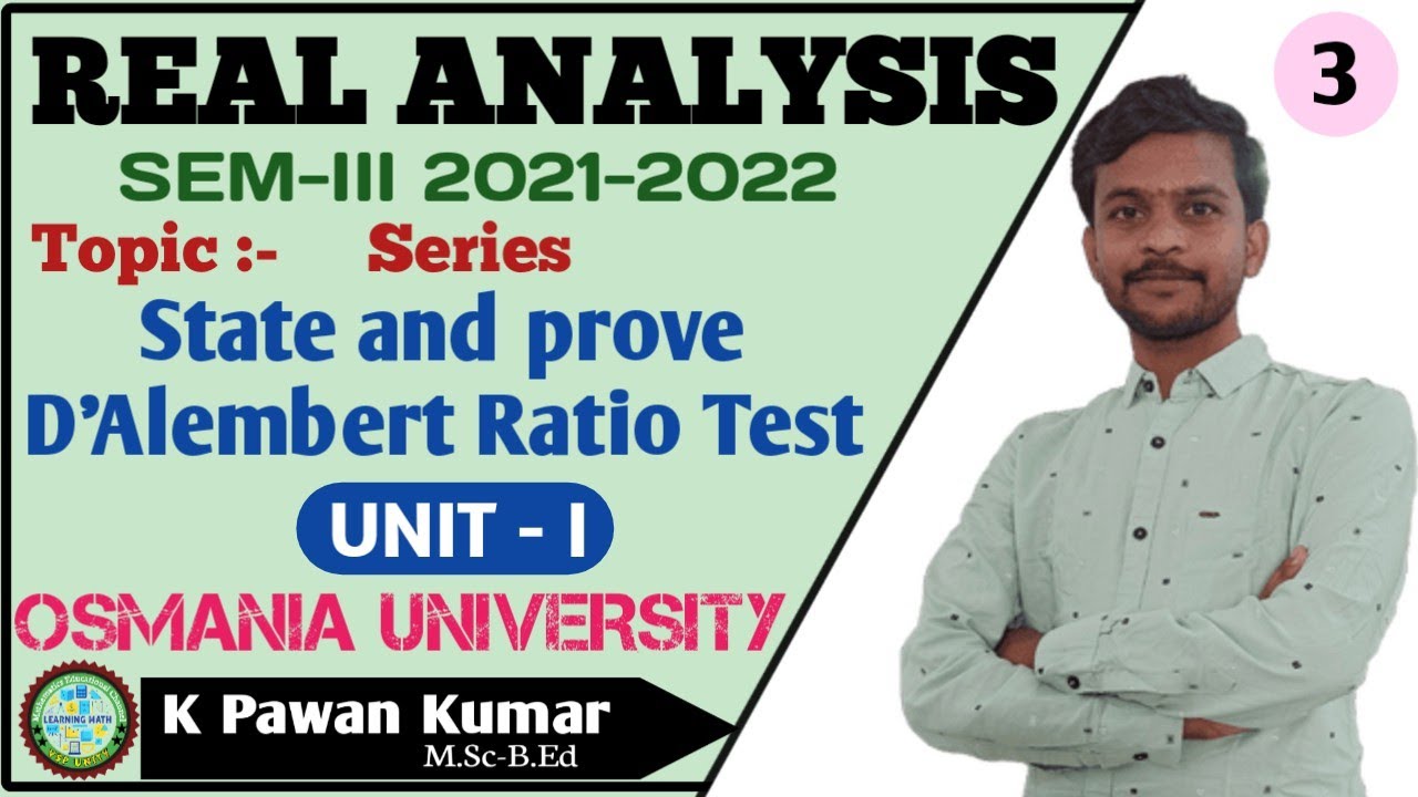 #proof of Ratio Test || D'Alembert Ratio Test || Real Analysis || OU || @VSPUNITY