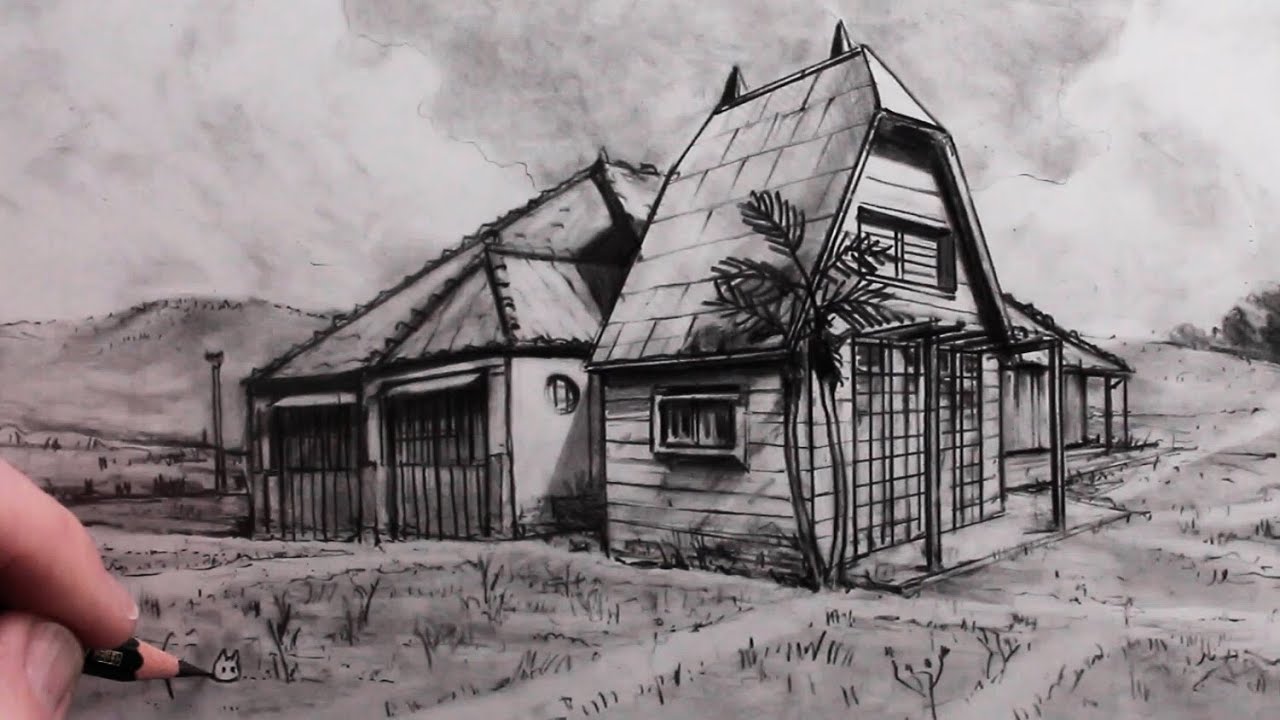 How to Draw a Realistic Totoro House using Perspective: Narrated