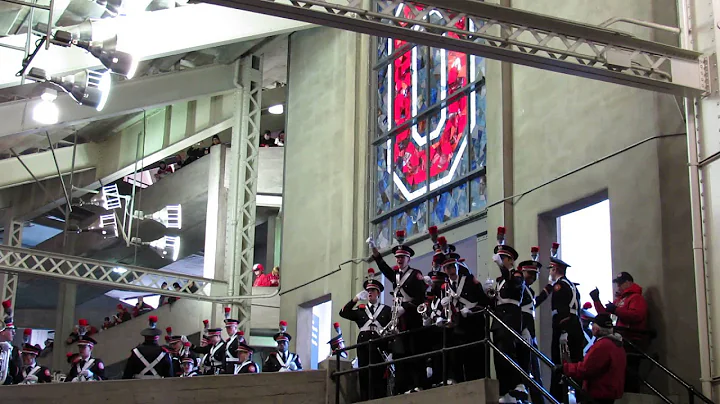 OSUMB TBDBITL Band Enters Ohio Stadium and sings I Wanna Go Back OSU shot from below vs MI 11 29 201
