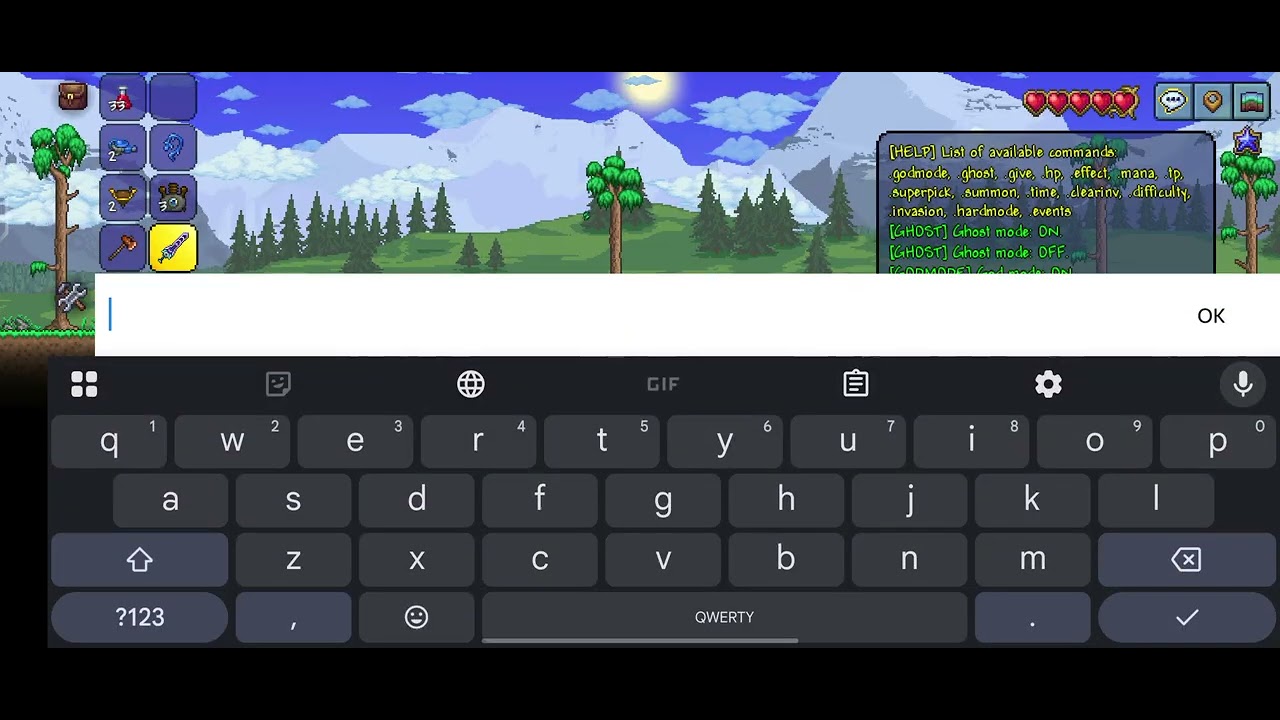 Terraria 1.4.5.8 Admin Commands for Android - YouTube