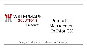 Infor CSI SyteLine Production Management