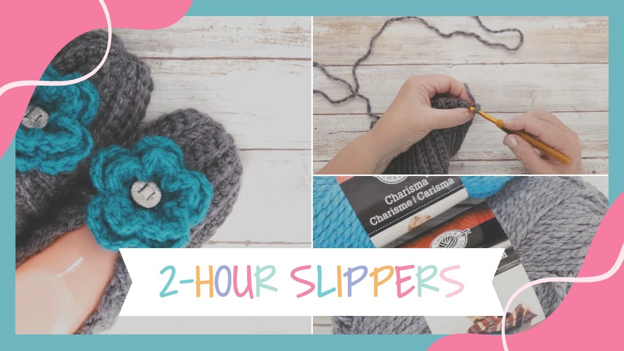 How To Crochet Quick and Easy 2 Hour Slippers Tutorial - YouTube