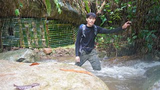 2 DAYS SOLO SURVIVAL CAMPING: (NO FOOD, NO WATER) Rock Cave Shelter, Heavy Rain and Flooding