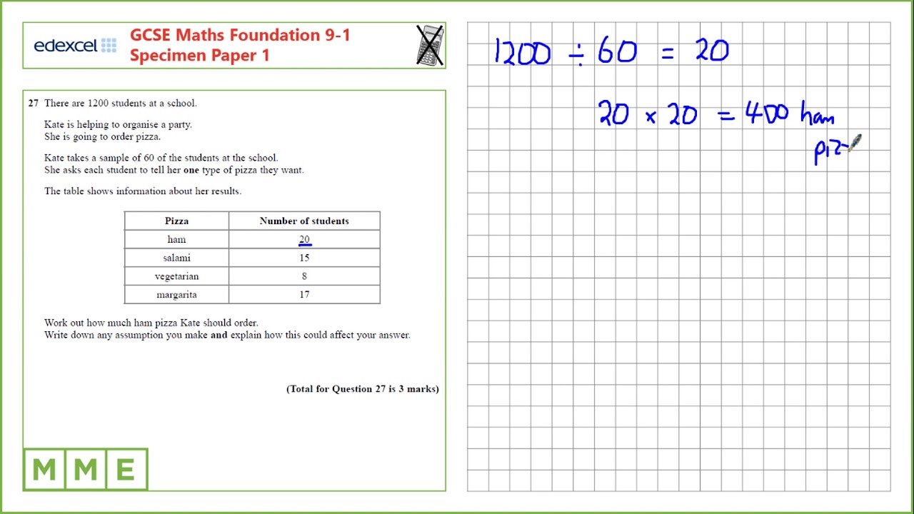 GCSE Maths EDEXCEL Foundation Specimen Paper 1 Q27 Fractions - YouTube
