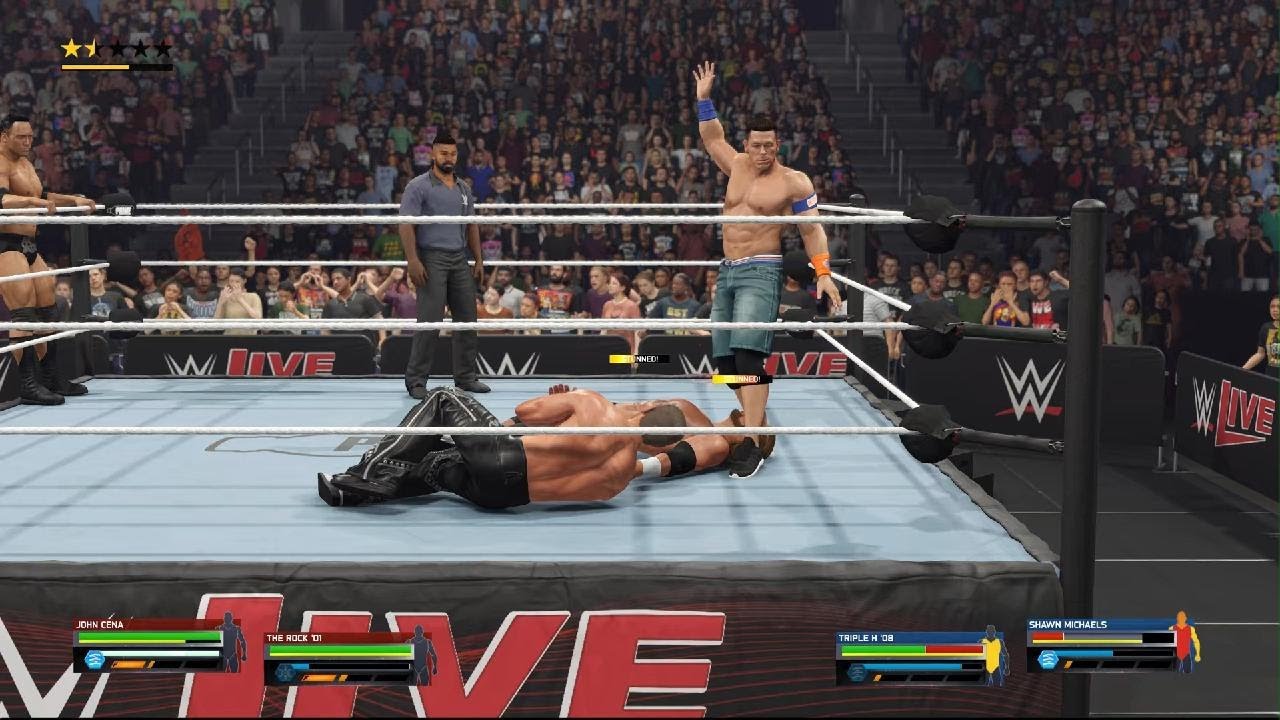 WWE 2K25 John cena and The Rock Vs Triple H and shown michale 