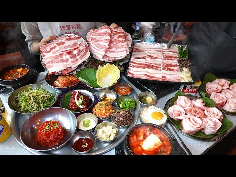 테이블 11개에서 한달에 팔리는 고기만 1 5톤 웬만한 유명 연예인들은 다 먹고 갔다는 냉동 삼겹살집 Korean Pork Belly Korean Street Food 