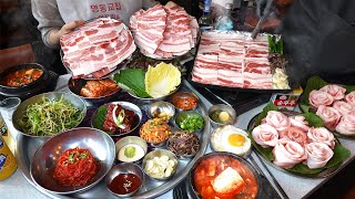 테이블 11개에서 한달에 팔리는 고기만 1.5톤? 웬만한 유명 연예인들은 다 먹고 갔다는 냉동 삼겹살집┃Korean Pork belly / Korean street food