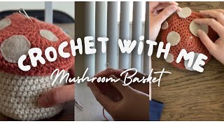 Crochet a Mushroom Basket with Me | Crochet Home Decor, Crab Stitch Tutorial, Felting