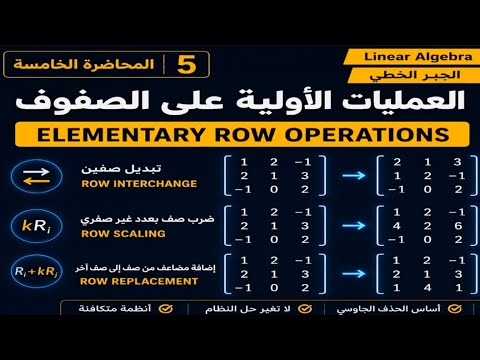 العمليات الاولية على الصفوف(Elementary Row Operations)|| Linear Algebra