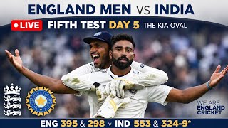 IND vs ENG 5th Test Day 5 LIVE Score &amp; Match Highlights 🏏