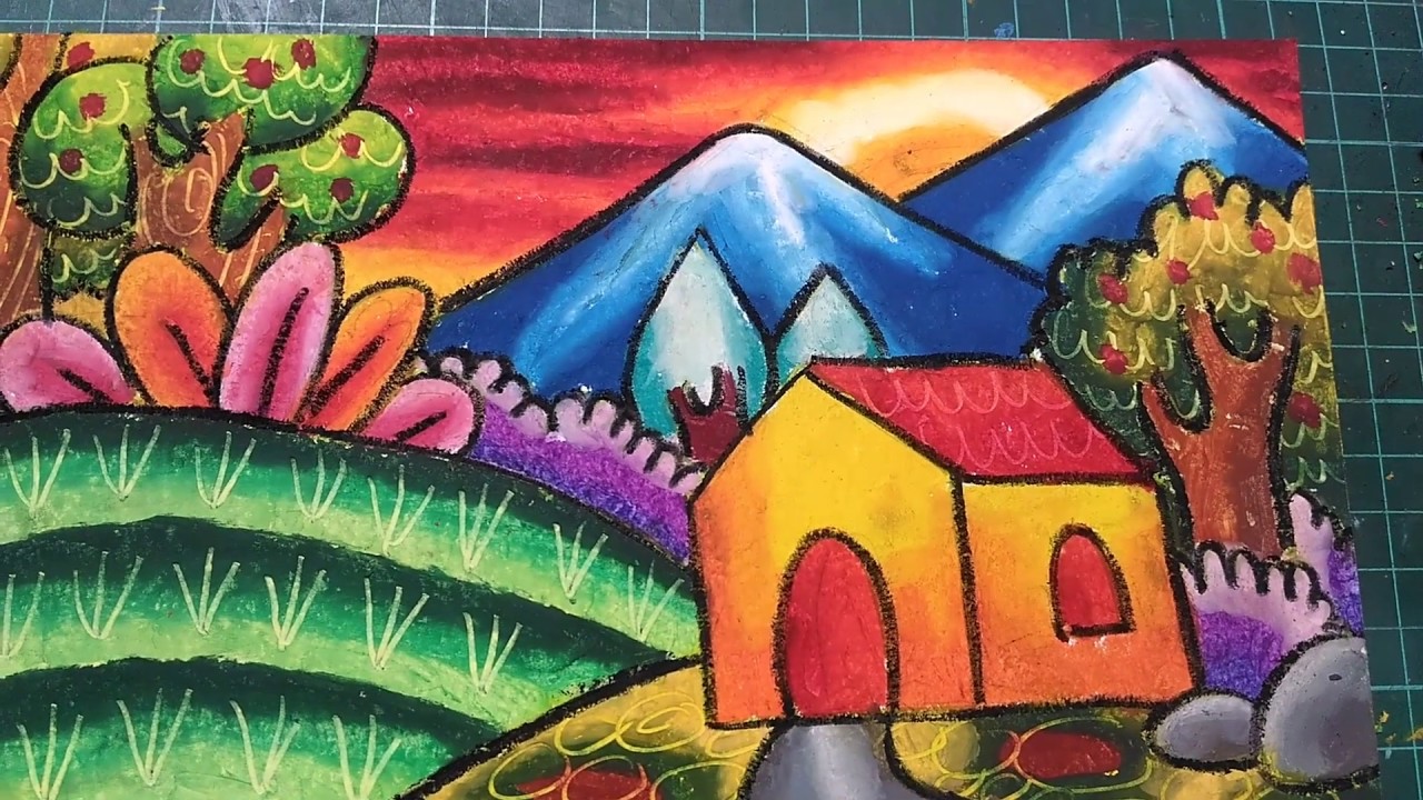 Pemandangan Rumah Di Desa Cara Menggambar Dan Mewarnai Dengan