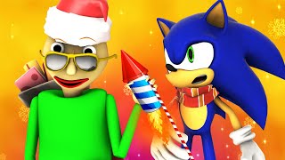 Baldi Throws a Christmas Party (Baldi's Basics Granny 4 Sonic New Year Xmas 3D SFM Animation)