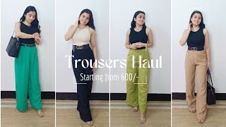 *AJIO * High Waist Trousers haul | UNDER 1000/- | Pants for work/office and casual