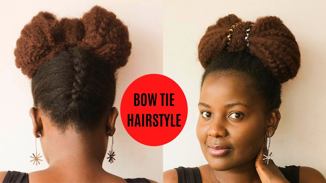 BOW TIE Simple Bow Bun Tutorial NATURAL HAIR YouTube
