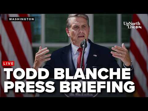Attorney General of the United States, Todd Blanche, holds a press briefing from the Rose Garden
