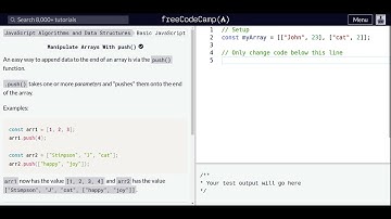 Lesson 44 | Basic JavaScript | Manipulate Arrays With push()
