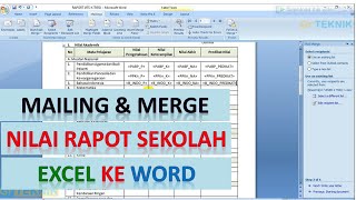 mailing merge menghubungkan nilai raport dari excel ke word