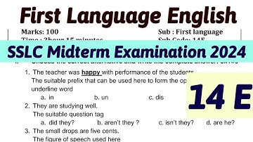 First Language English Midterm Question Paper SSLC With Key Answers 14E Model Question Paper 10th