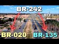 Imagens aéreas da BR-242 em Luís Eduardo Magalhães-BA e acessos para Brasília, Piauí e Goiás