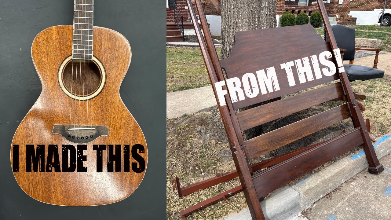 I found this on the side of the road and I made it into a GUITAR! #furnitureflip 