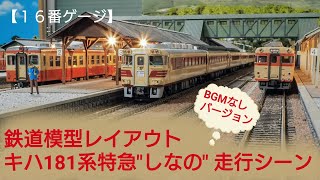 キハ181系　特急しなの　走行動画 without BGM　【16番ゲージ（ＨＯゲージ）鉄道模型レイアウト】  HO scale Japanese model railroad layout