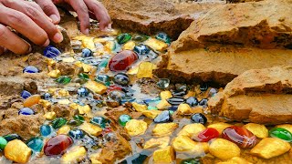 wow amazing finding treasure golddigging much gold nuggets under stone mountain gold