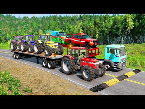 Flatbed Trailer Tractor Truck Log Bridge Car Recovery - Rails & Train 