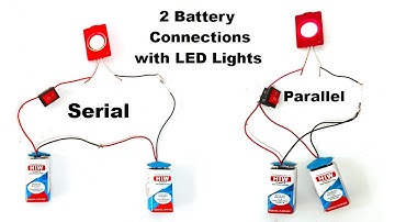 how to connect 2 9v batteries in serial and parallel with led lights and switch | DIY pandit