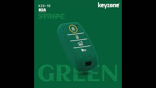 Keyzone striped silicone key cover fit for Kia Seltos 4 button smart key (KZS-10)